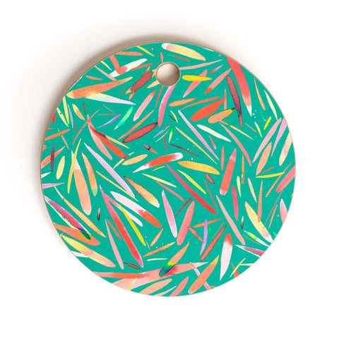 Ninola Design Green spring rain stripes abstract Cutting Board Round