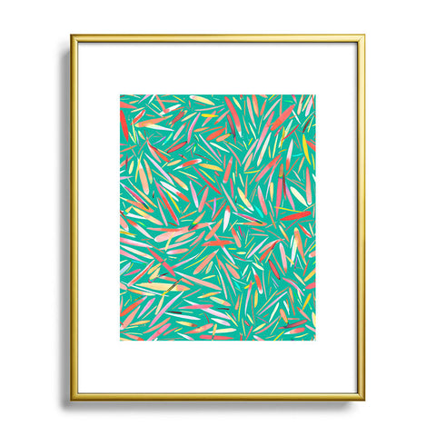 Ninola Design Green spring rain stripes abstract Metal Framed Art Print