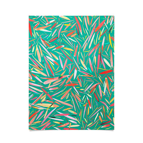 Ninola Design Green spring rain stripes abstract Poster