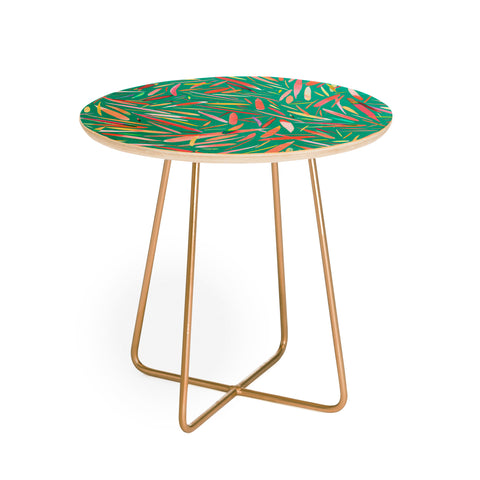 Ninola Design Green spring rain stripes abstract Round Side Table