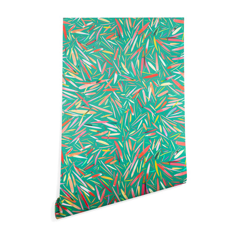 Ninola Design Green spring rain stripes abstract Wallpaper