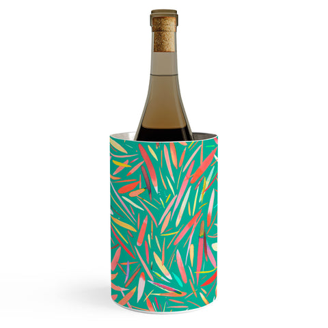 Ninola Design Green spring rain stripes abstract Wine Chiller