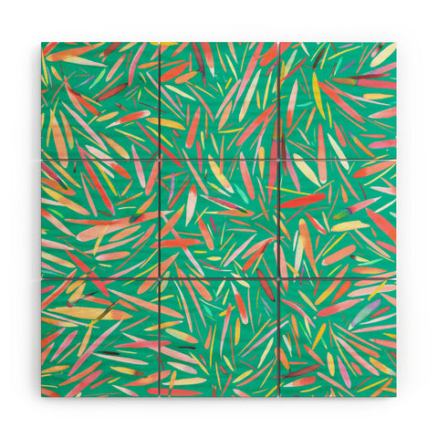 Ninola Design Green spring rain stripes abstract Wood Wall Mural