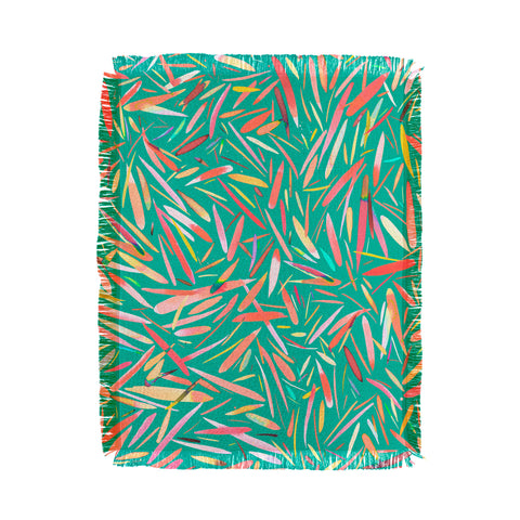 Ninola Design Green spring rain stripes abstract Throw Blanket