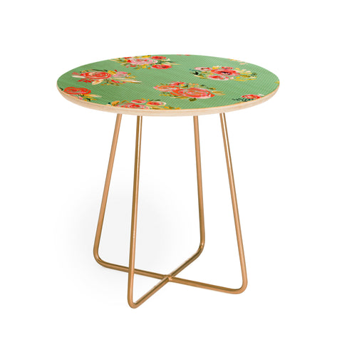 Ninola Design Green sweet roses bouquet watercolor Round Side Table