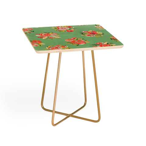 Ninola Design Green sweet roses bouquet watercolor Side Table