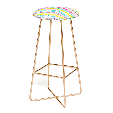 Ninola Design Hand Painted Garlands Tribal Bar Stool