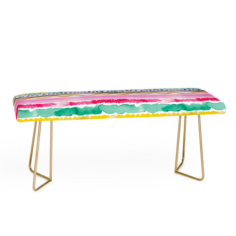 Ninola Design Hand Painted Garlands Tribal Bench