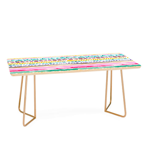 Ninola Design Hand Painted Garlands Tribal Coffee Table