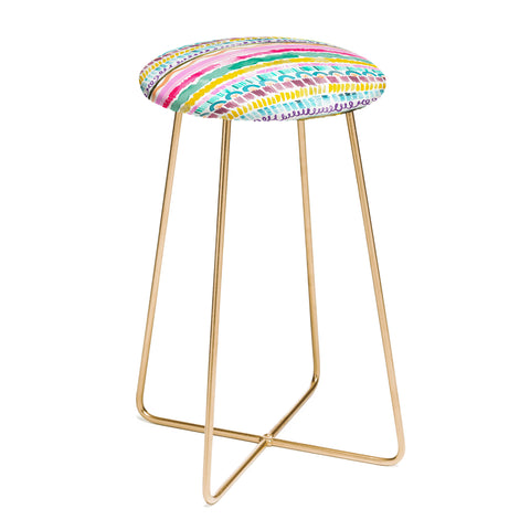 Ninola Design Hand Painted Garlands Tribal Counter Stool