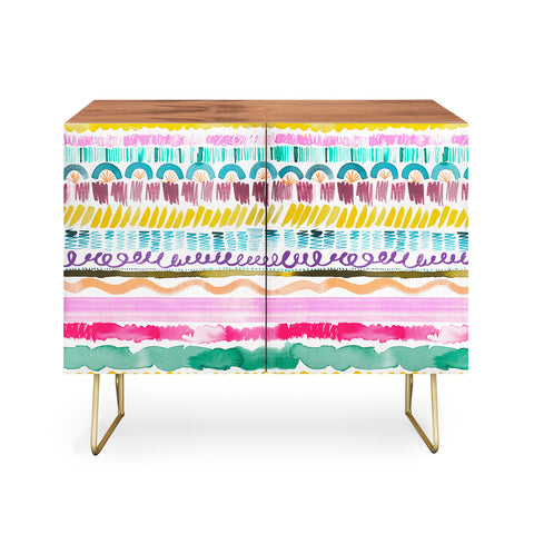 Ninola Design Hand Painted Garlands Tribal Credenza