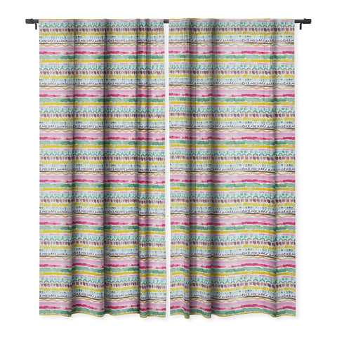 Ninola Design Hand Painted Garlands Tribal Blackout Window Curtain