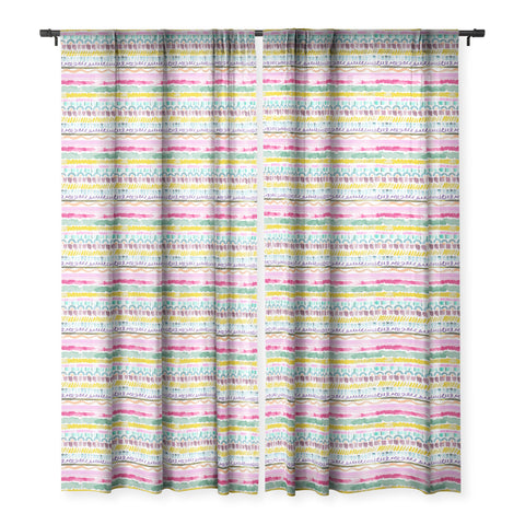 Ninola Design Hand Painted Garlands Tribal Sheer Window Curtain