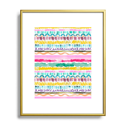 Ninola Design Hand Painted Garlands Tribal Metal Framed Art Print