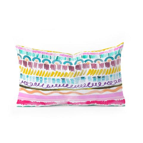 Ninola Design Hand Painted Garlands Tribal Oblong Throw Pillow