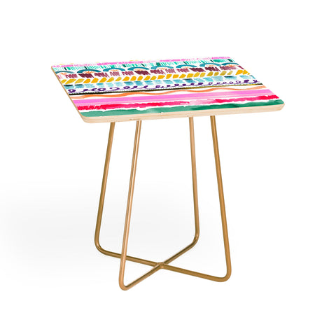 Ninola Design Hand Painted Garlands Tribal Side Table