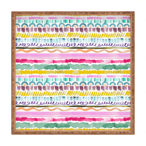 Ninola Design Hand Painted Garlands Tribal Square Tray
