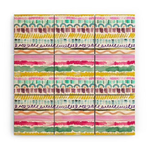 Ninola Design Hand Painted Garlands Tribal Wood Wall Mural