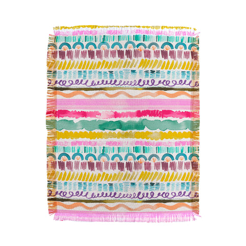Ninola Design Hand Painted Garlands Tribal Throw Blanket
