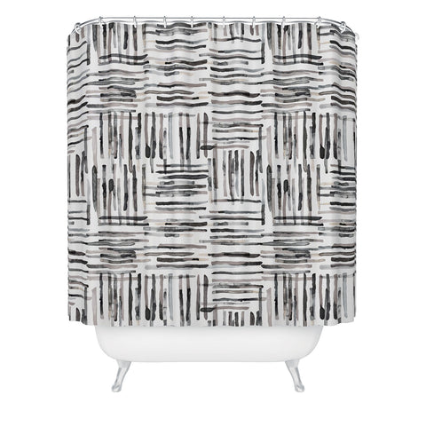 Ninola Design Hand Painted Mineral Stripes Shower Curtain