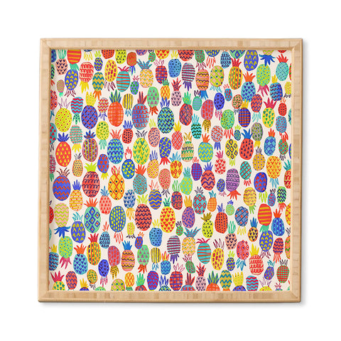 Ninola Design Happy and Funny Tropical Pineapples Framed Wall Art