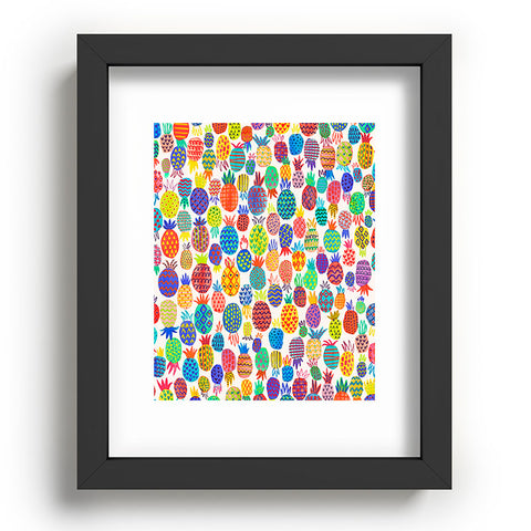 Ninola Design Happy and Funny Tropical Pineapples Recessed Framing Rectangle
