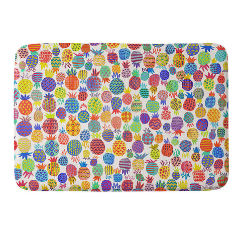 Ninola Design Happy and Funny Tropical Pineapples Memory Foam Bath Mat