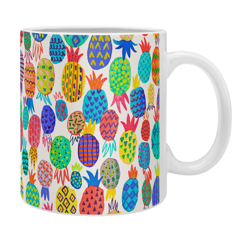 Ninola Design Happy and Funny Tropical Pineapples Coffee Mug