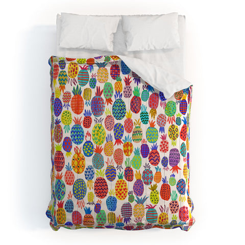 Ninola Design Happy and Funny Tropical Pineapples Comforter