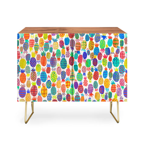 Ninola Design Happy and Funny Tropical Pineapples Credenza