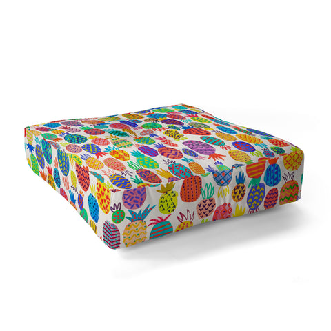 Ninola Design Happy and Funny Tropical Pineapples Floor Pillow Square