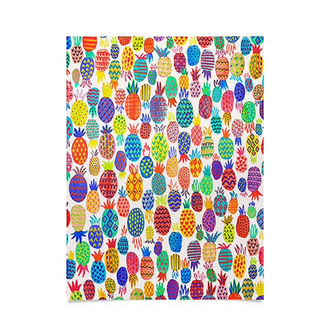 Ninola Design Happy and Funny Tropical Pineapples Poster