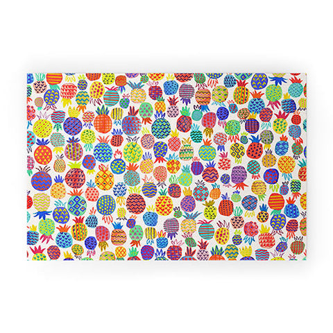 Ninola Design Happy and Funny Tropical Pineapples Welcome Mat