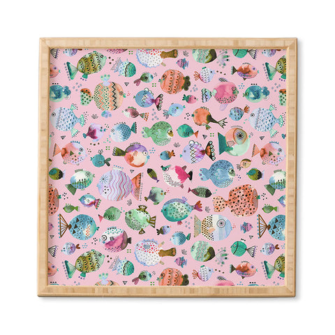 Ninola Design Happy Colorful Fishes Pink Framed Wall Art