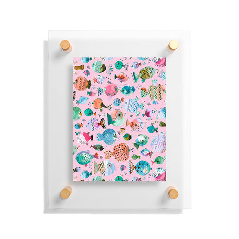 Ninola Design Happy Colorful Fishes Pink Floating Acrylic Print