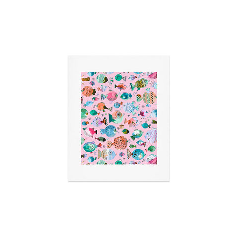 Ninola Design Happy Colorful Fishes Pink Art Print