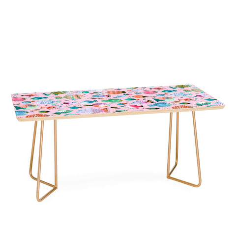 Ninola Design Happy Colorful Fishes Pink Coffee Table