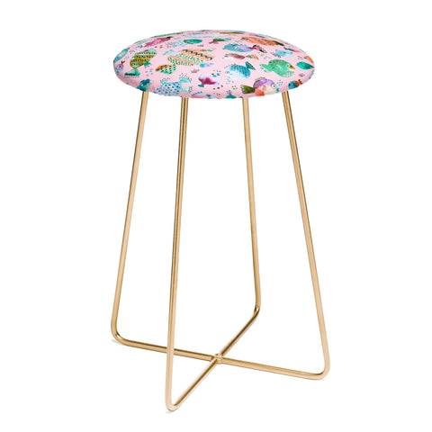 Ninola Design Happy Colorful Fishes Pink Counter Stool