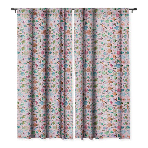 Ninola Design Happy Colorful Fishes Pink Blackout Window Curtain