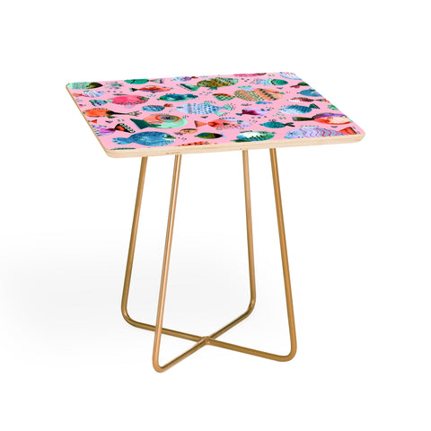 Ninola Design Happy Colorful Fishes Pink Side Table