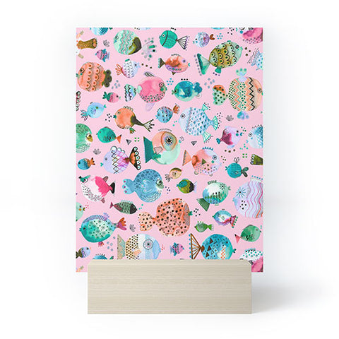 Ninola Design Happy Colorful Fishes Pink Mini Art Print