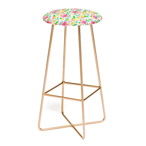 Ninola Design Happy spring daisy and poppy flowers Bar Stool