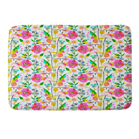 Ninola Design Happy spring daisy and poppy flowers Memory Foam Bath Mat
