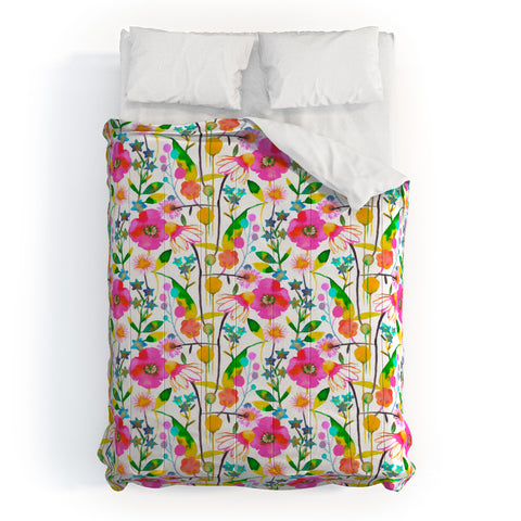 Ninola Design Happy spring daisy and poppy flowers Comforter