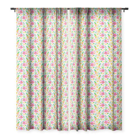 Ninola Design Happy spring daisy and poppy flowers Sheer Window Curtain