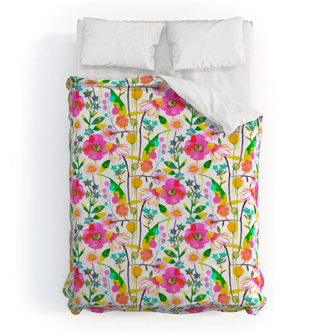 Ninola Design Happy spring daisy and poppy flowers Duvet Cover