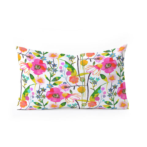 Ninola Design Happy spring daisy and poppy flowers Oblong Throw Pillow