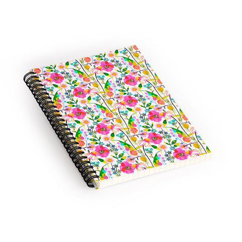 Ninola Design Happy spring daisy and poppy flowers Spiral Notebook