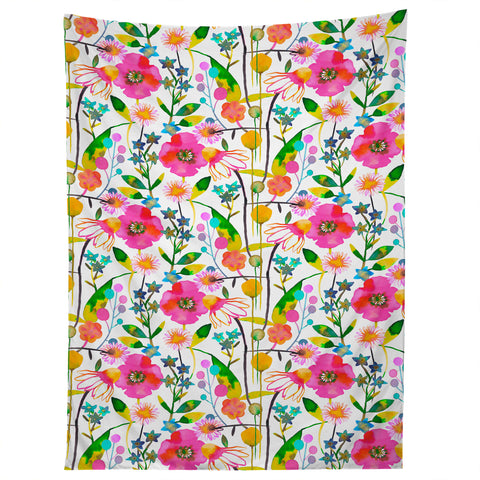 Ninola Design Happy spring daisy and poppy flowers Tapestry