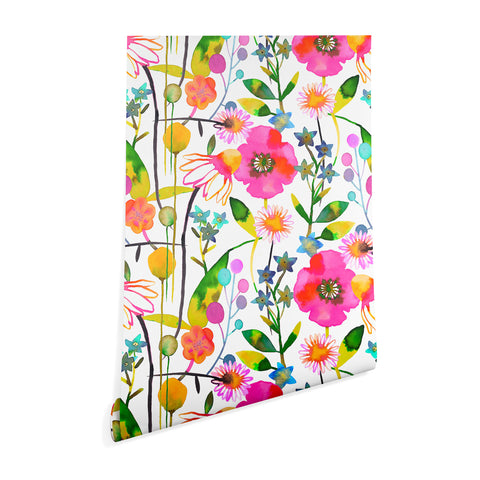 Ninola Design Happy spring daisy and poppy flowers Wallpaper